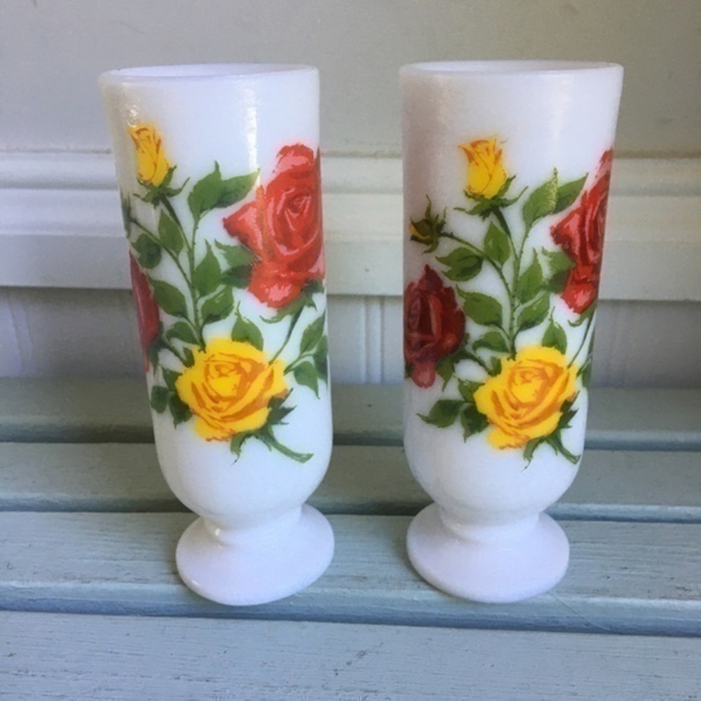 Vintage Avon Roses Bud Vases / Demitasse Cups Set of Two
